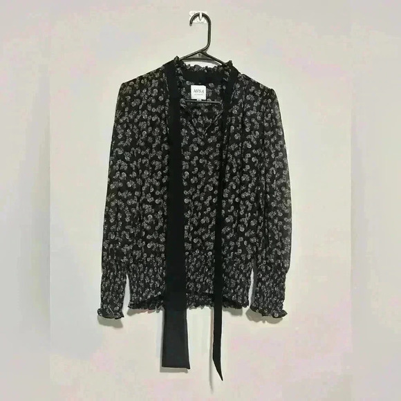 Misa Los Angeles  Somer Floral High Neck Chiffon Black and White Size XS - Picture 5 of 6